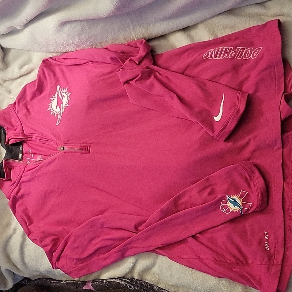 Women's Dolphins Cancer Awareness Top Size L.